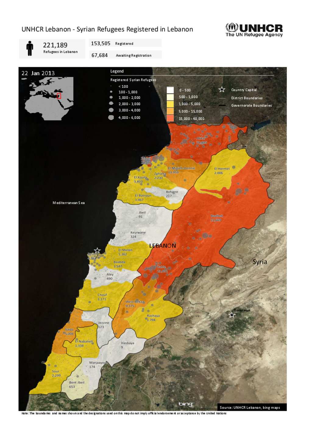 Document - UNHCR Lebanon - Syrian Refugees Registered In Lebanon