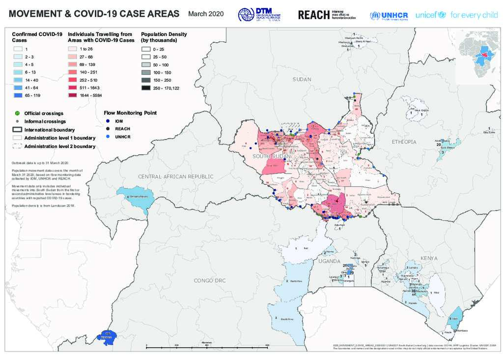 Document South Sudan Population movement and confirmed cases March 2020