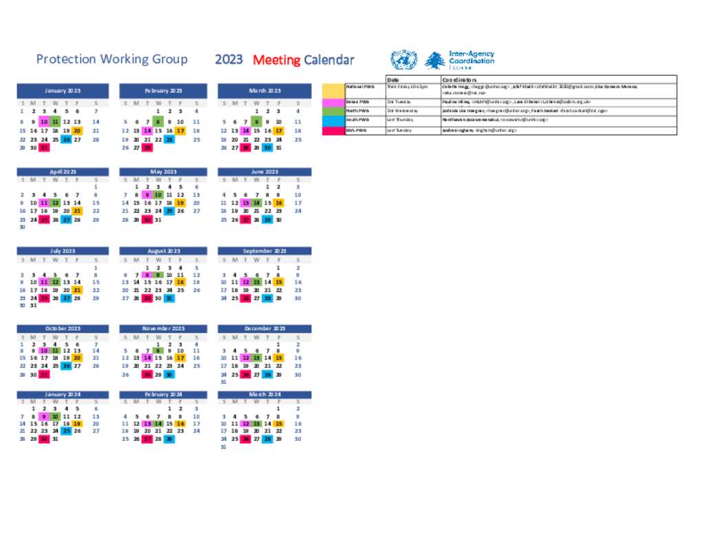 Document Lebanon InterAgency Protection Sector Calendar 2023