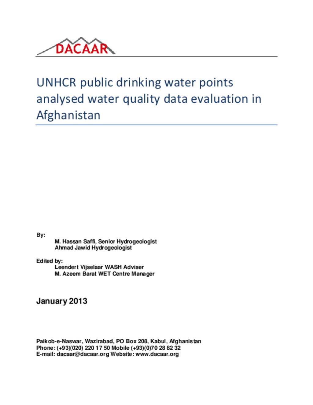 Document - Annex L - DACAAR Water Quality Report