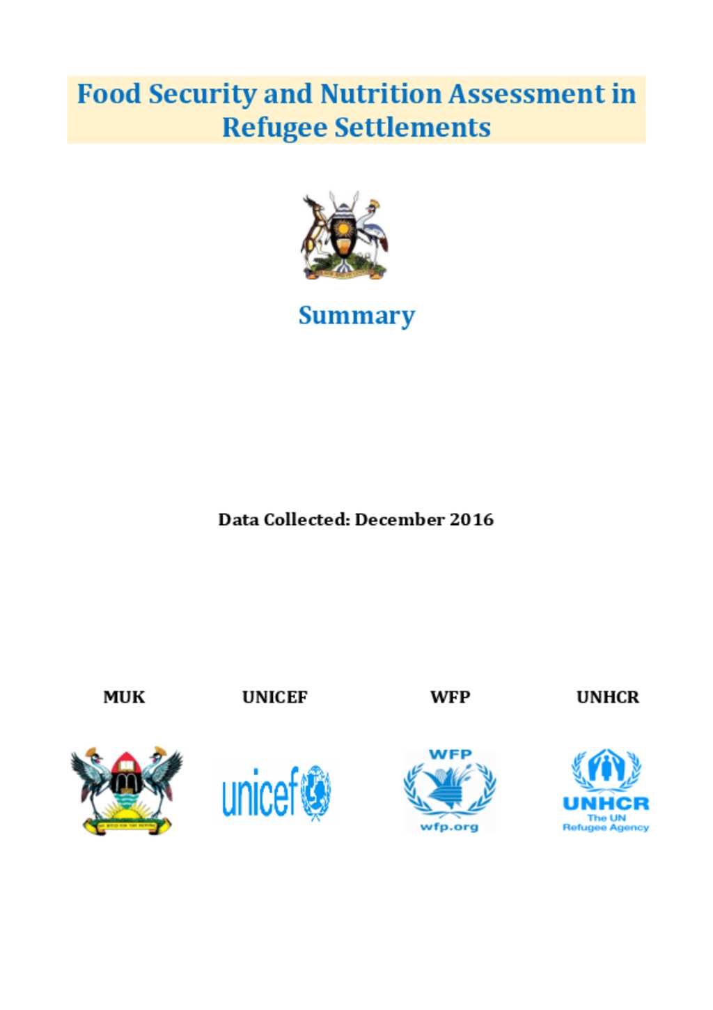 Document - Uganda - Food Security and Nutrition Assessment in Refugee ...