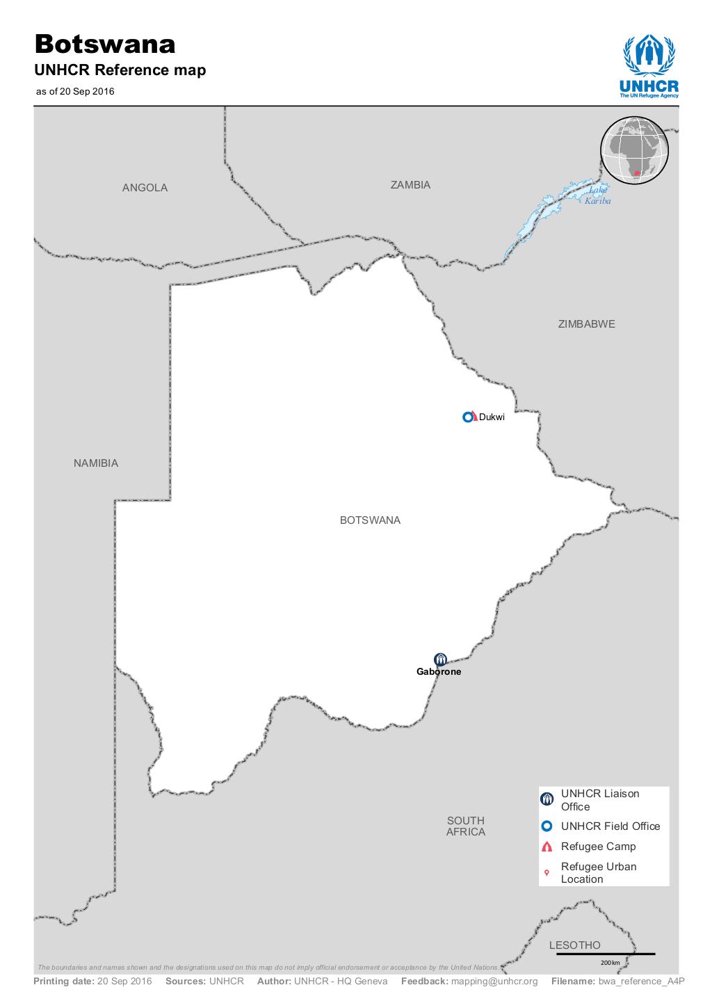 Map Of Botswana Pdf Document - Botswana - Reference Map - 20 September 2016