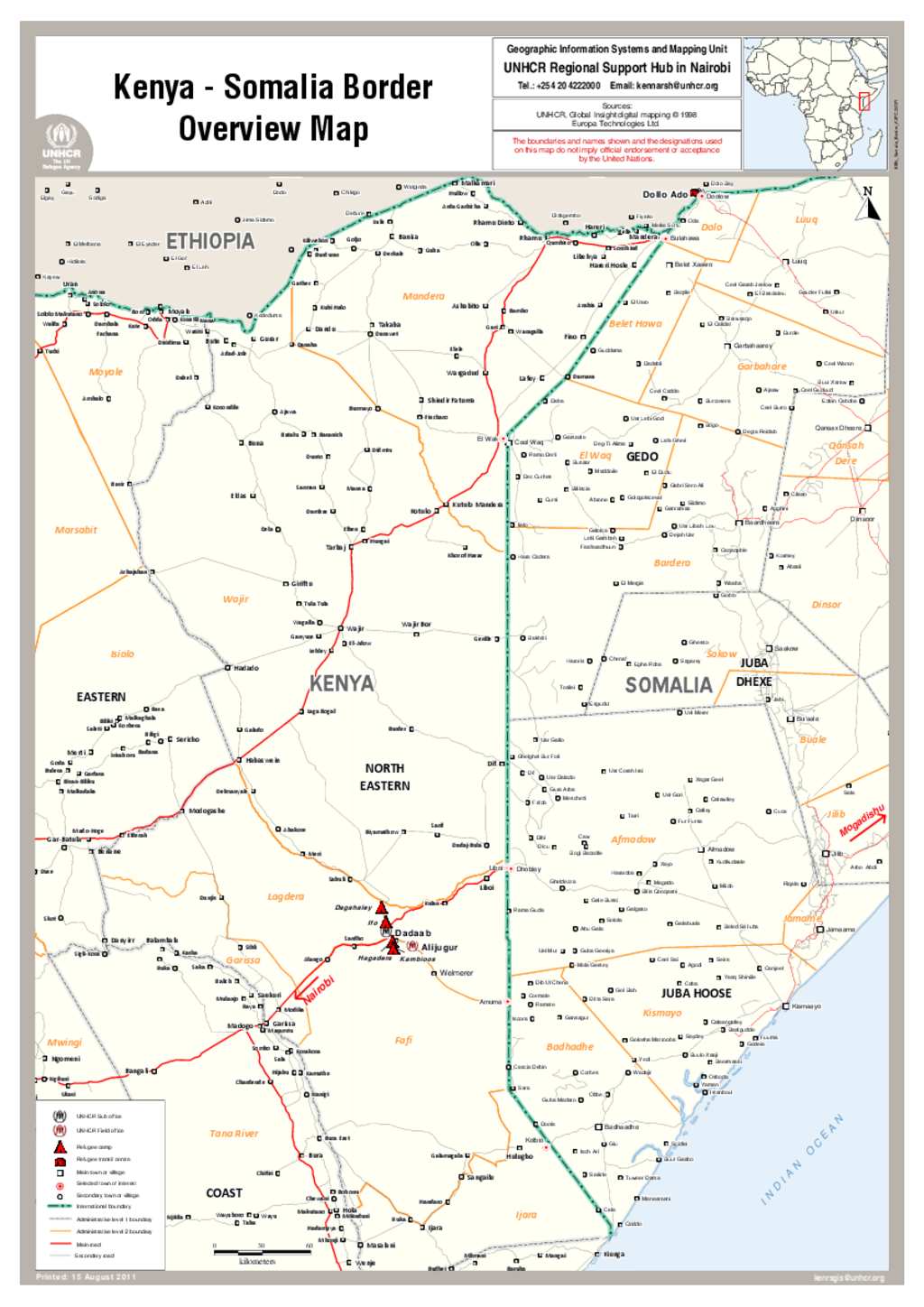 Ethiopia Somalia Border Map Document - Kenya - Somalia Border Overview Map