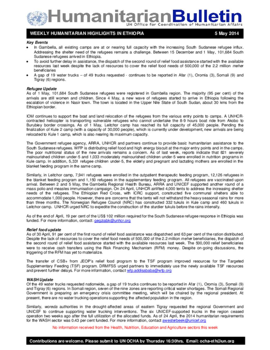 Document - UNOCHA Humanitarian Bulletin (Ethiopia)