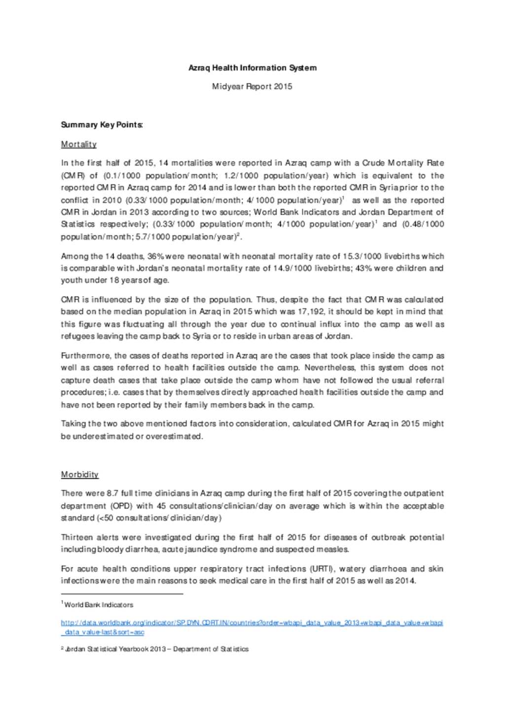 Document - Azraq Health Information System- Midyear Report 2015