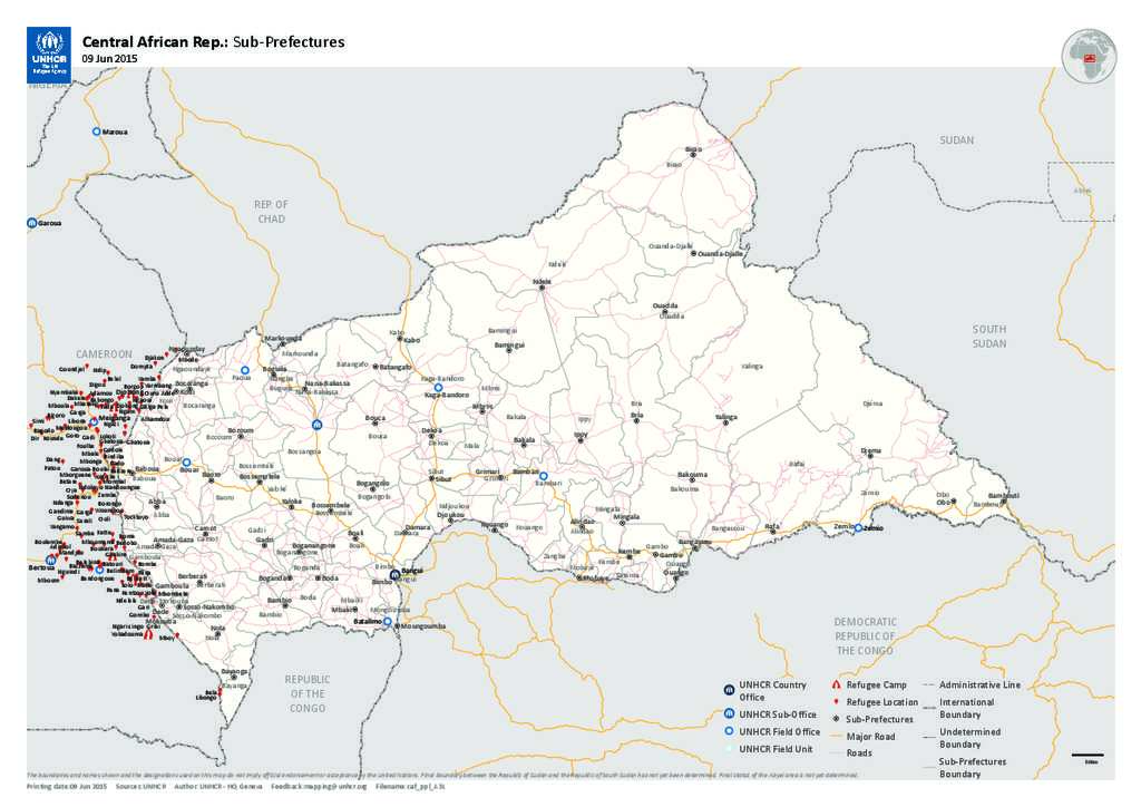 Document Central African Rep.SubPrefectures 09 Jun 2015