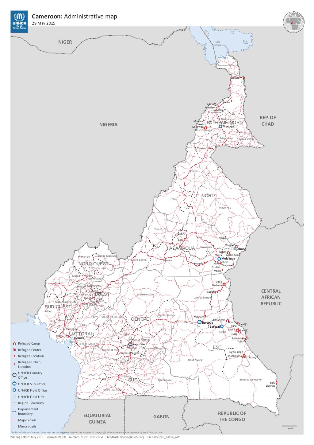 Document - Cameroon: Administrative map - 29 May 2015