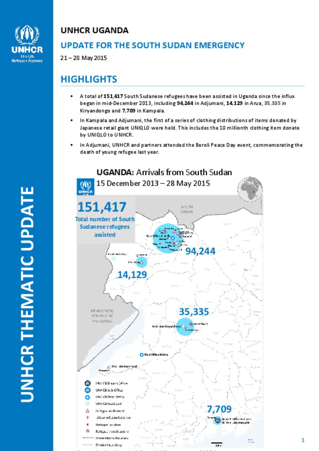 Document - UNHCR UGANDA OPERATIONAL UPDATE FOR THE SOUTH SUDANESE ...