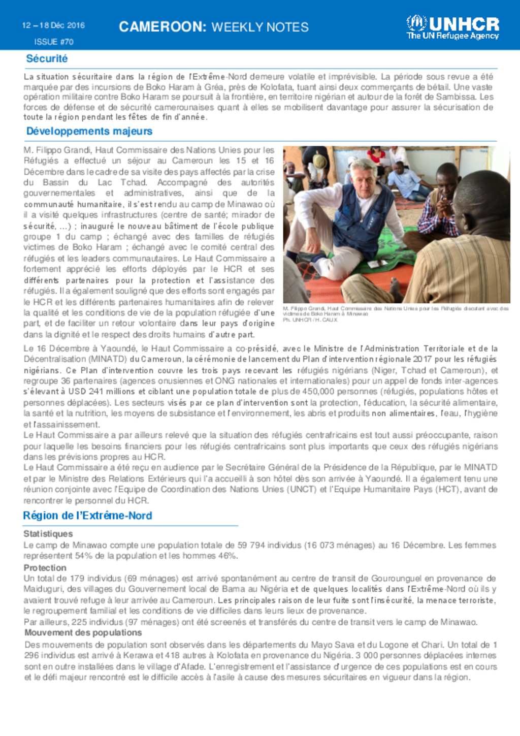 Document - Cameroon Weekly notes #70, 12-18 December 2016