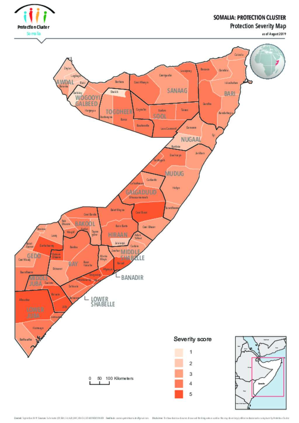 Document - Somalia Protection Cluster Protection Severity Map as of