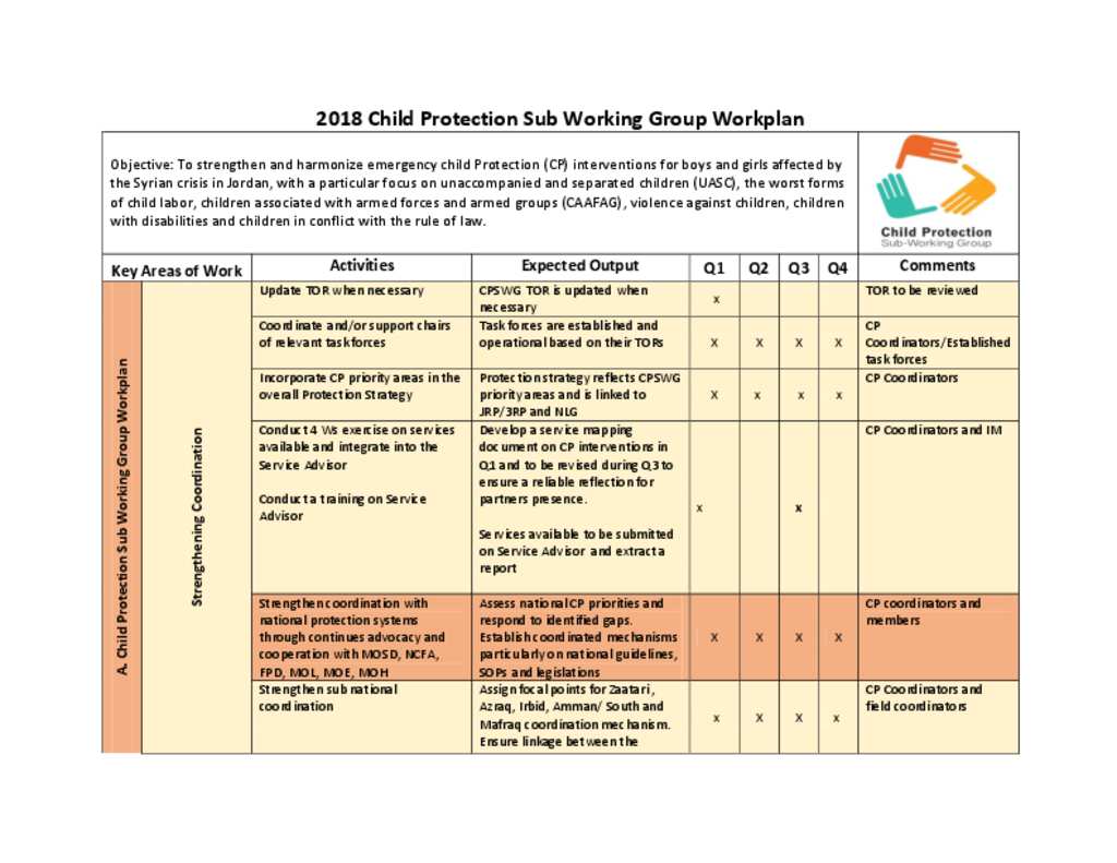 Document 2018 2019 Child Protection Sub Working Group Workplan