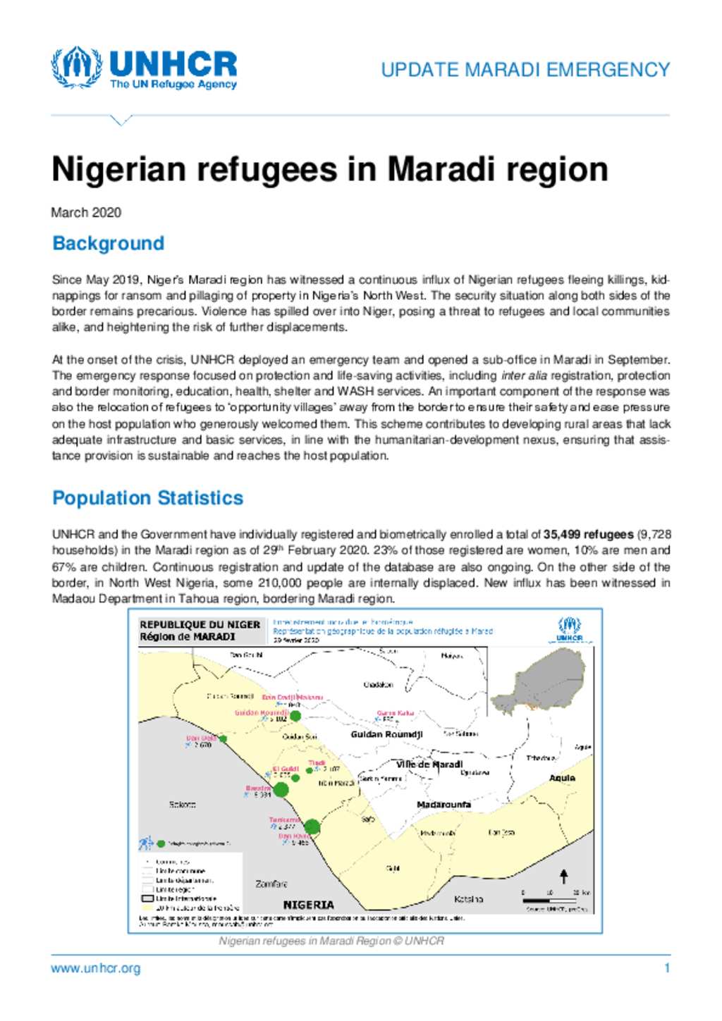 Document Unhcr Niger Factsheet Maradi Situation March 2020