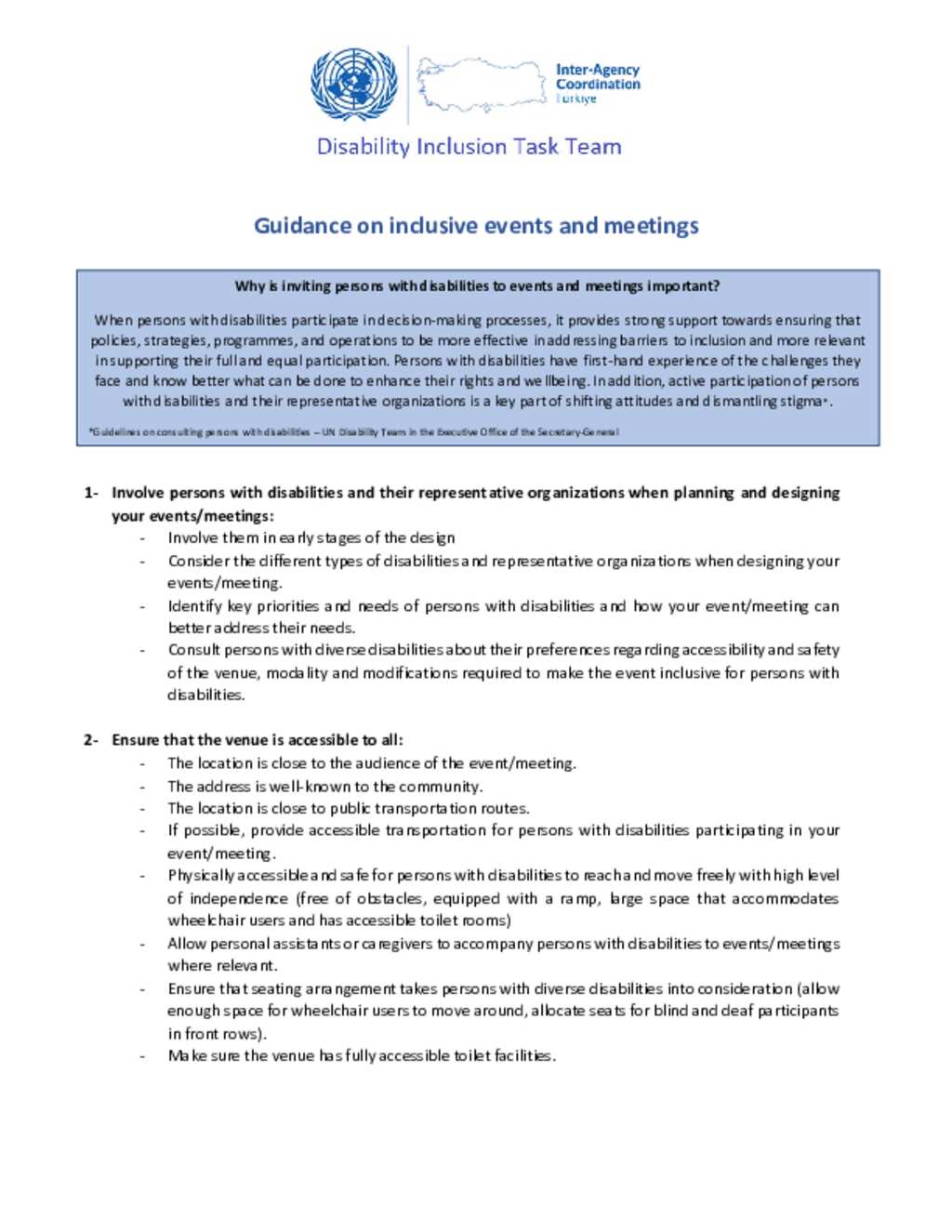 Document - Türkiye: Disability Inclusion Task Team (DITT) - Guidance on ...