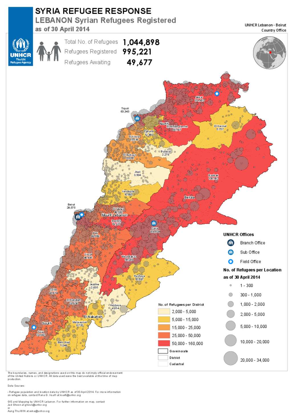 Document - UNHCR_LBN_REF_MAP_2014-04-30_02_A3_Syrian Refugees ...