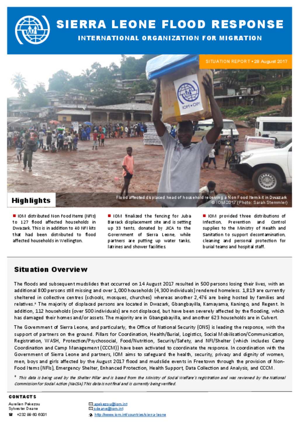 Document - IOM Sierra Leone: Flood Response SitRep