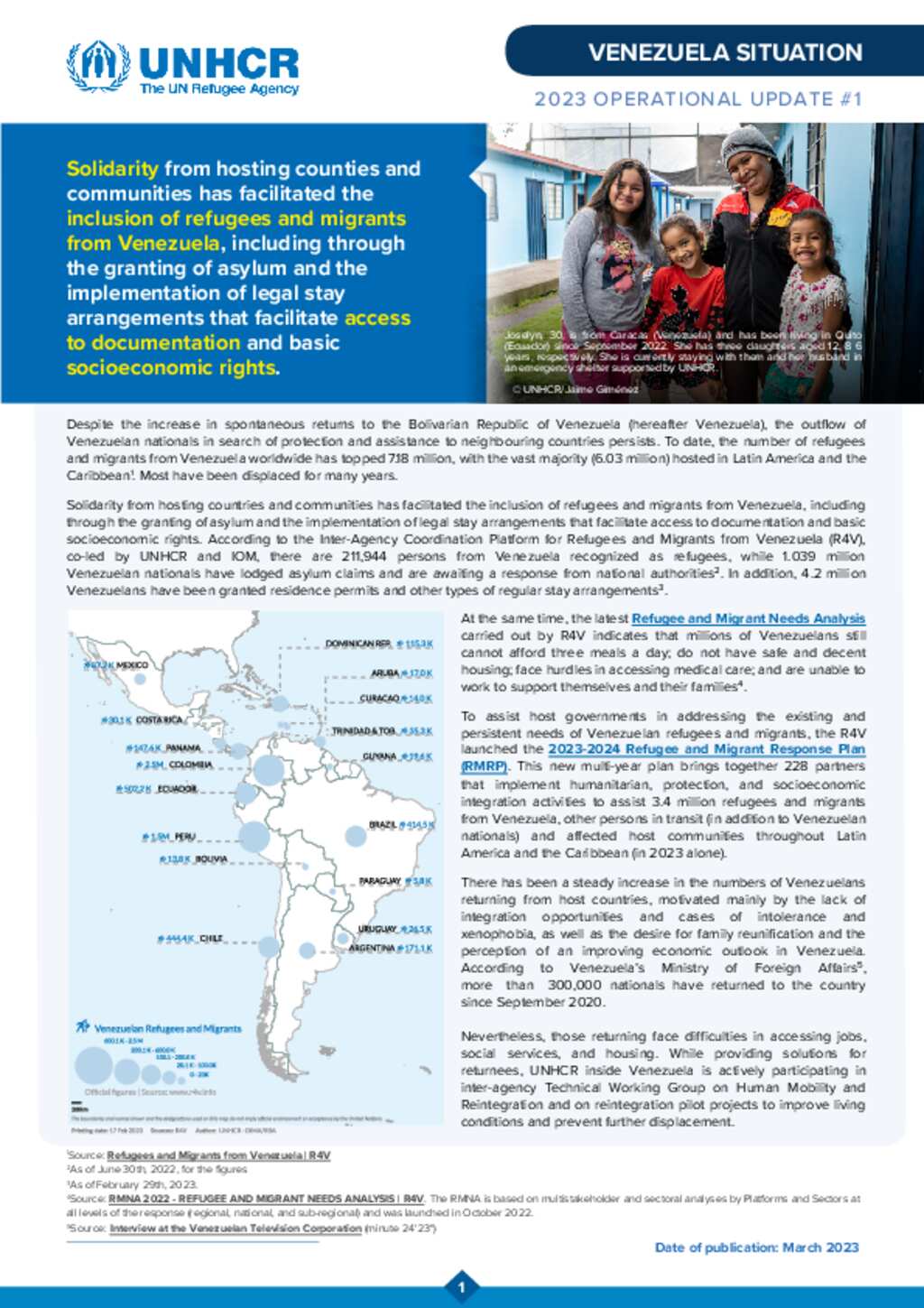 Document - Venezuela Situation - Operational update #1 | 2023