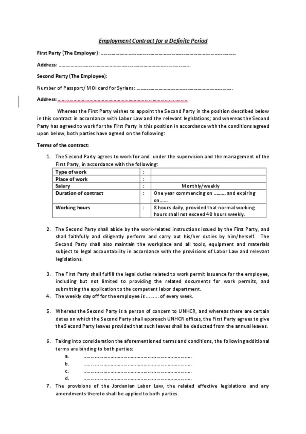 document-employment-contract-for-definite-period