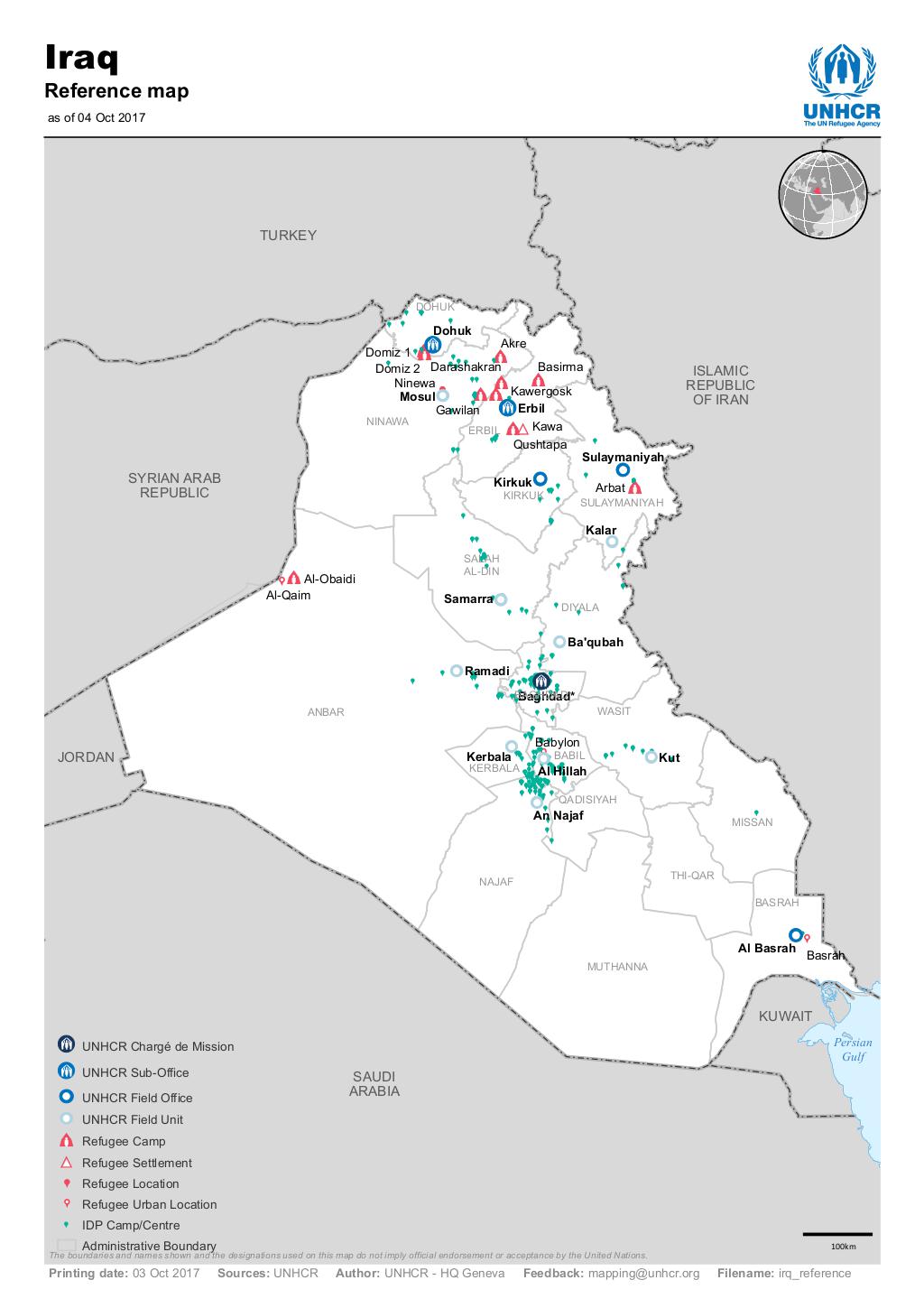 Document - Iraq - Reference Map - 04 October 2017