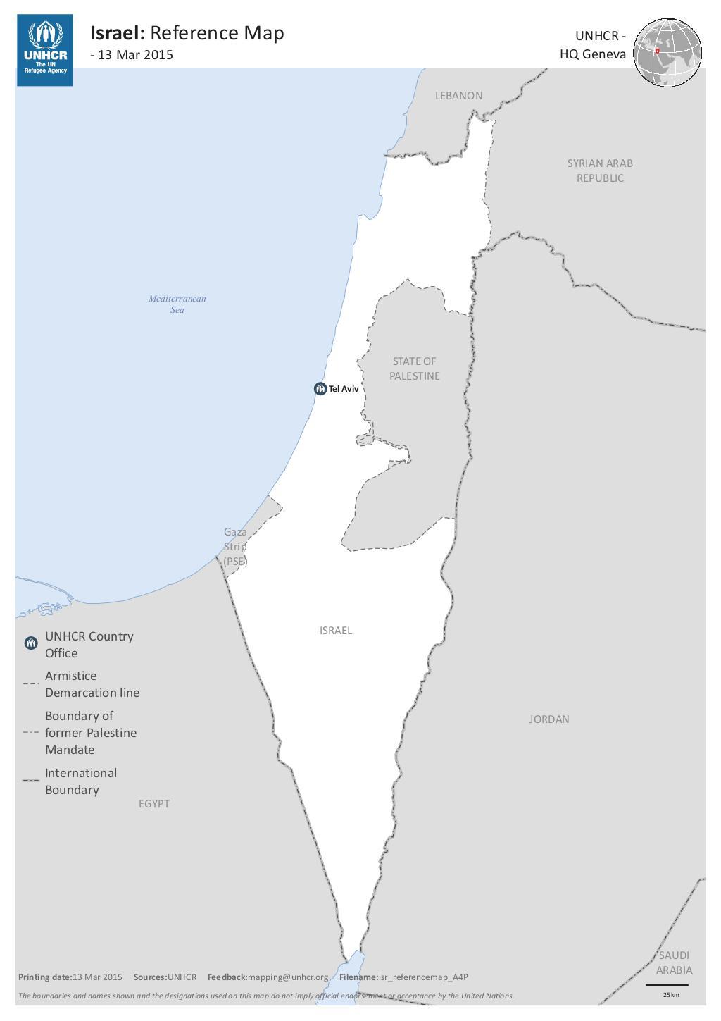 Document - Israel: Reference map - 13 March 2015