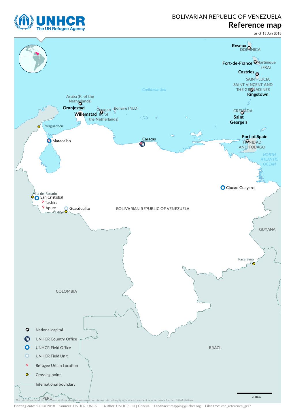 Document Bolivarian Republic Of Venezuela Reference Map 13 June 2018
